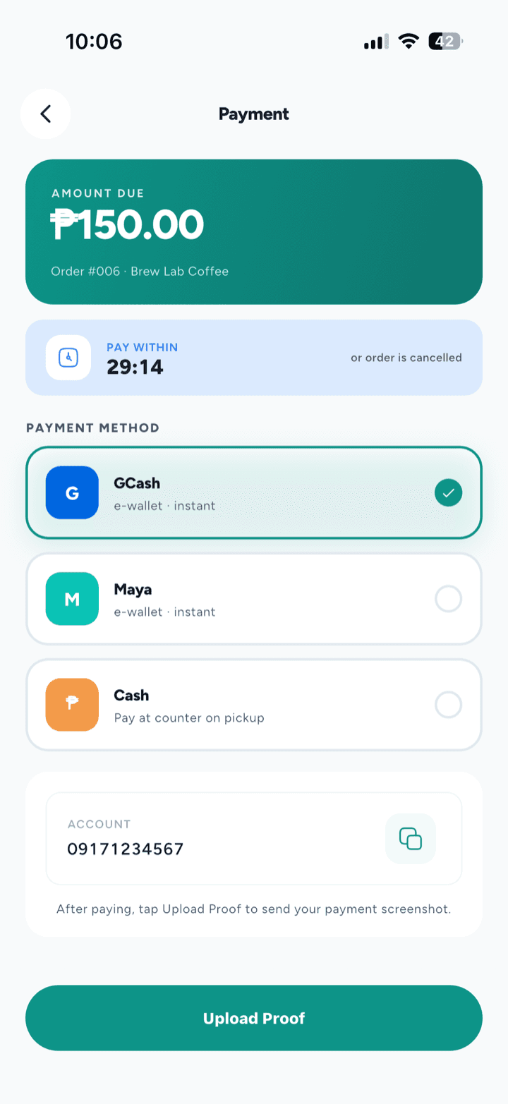 Customer app - Pay with GCash