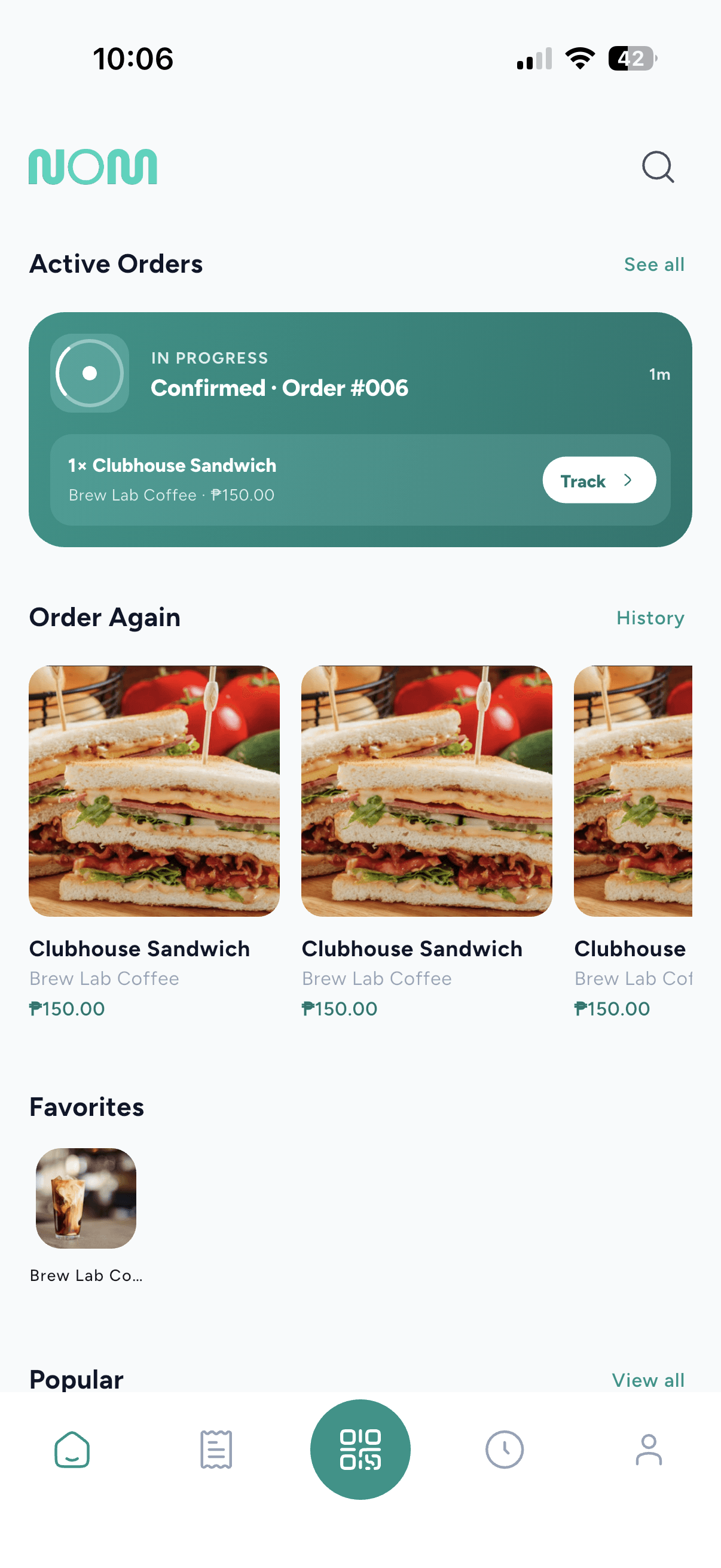 Nom404 mobile app — order notifications, payment verification, and today's revenue