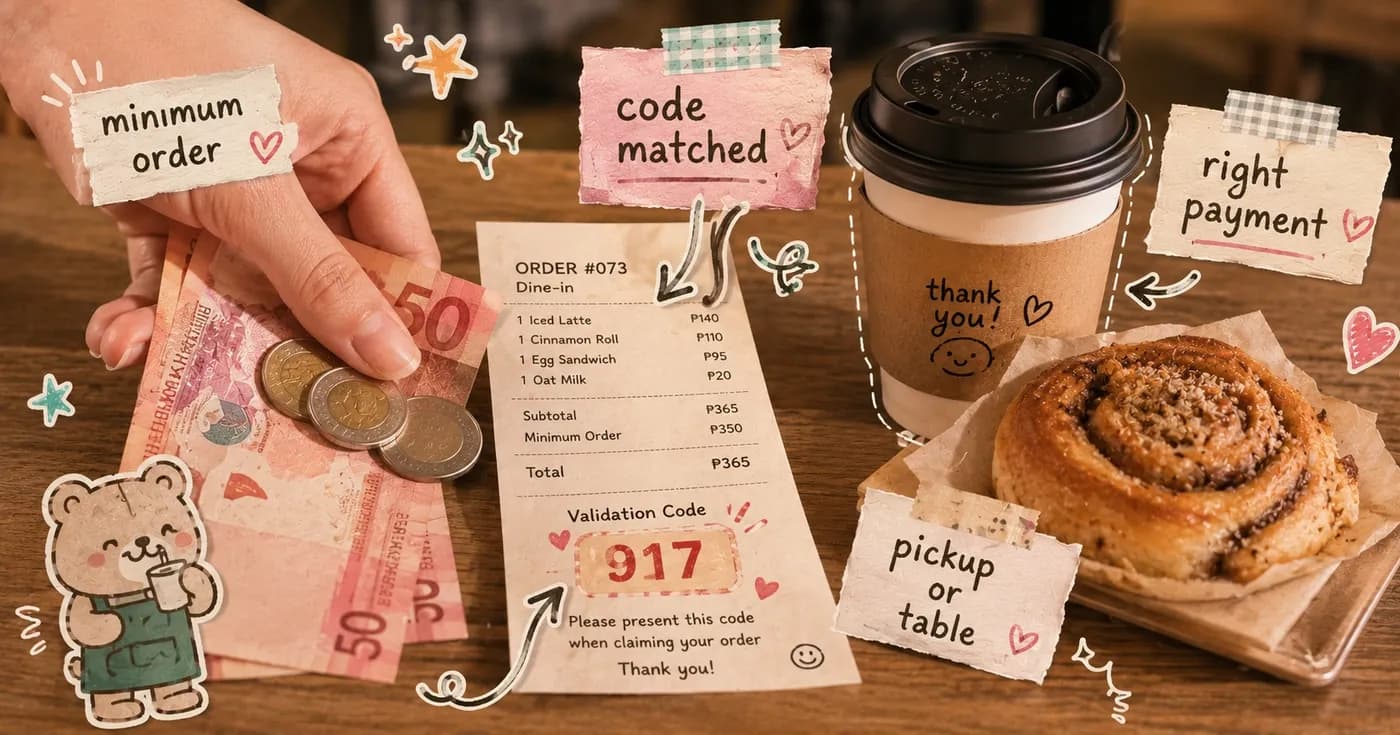 Minimum orders and cashier cash collection